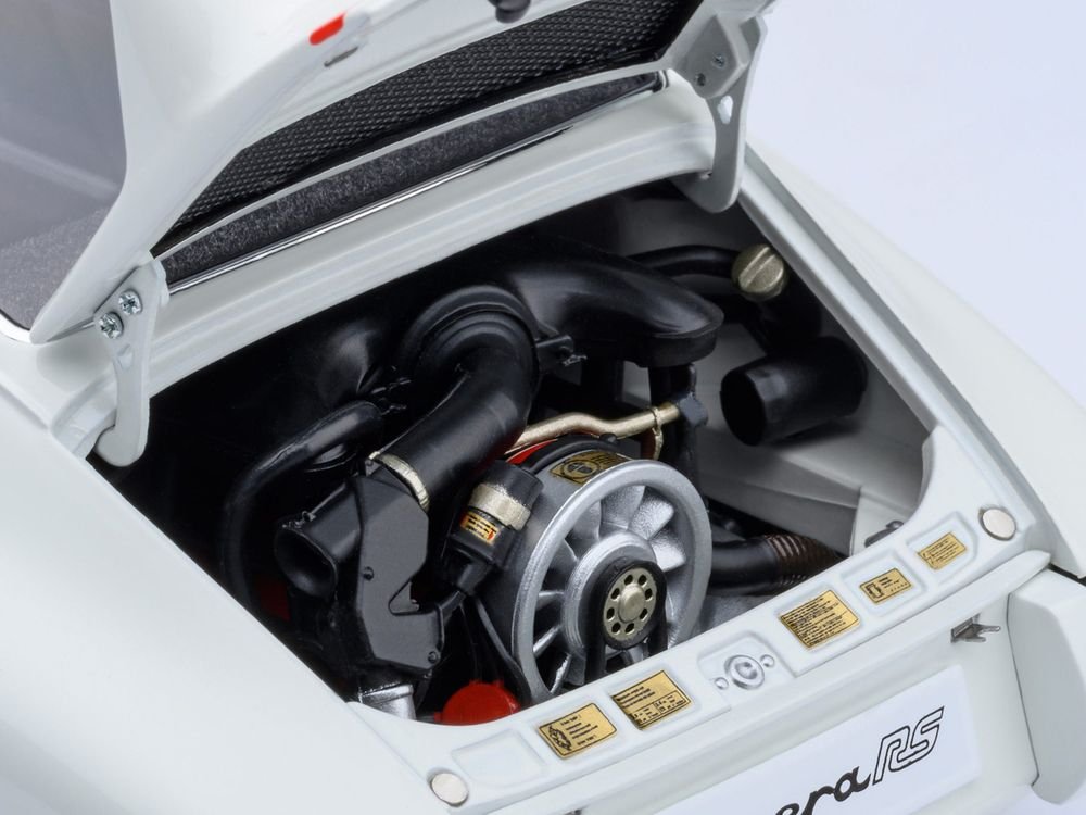 Porsche 911 Carrera 2.7 RS Grand Prix White with Red Stripes and Wheels 1/18 Model Car by Autoart view 5