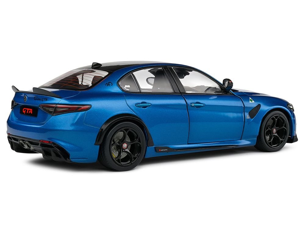 2022 Alfa Romeo Giulia GTA Anodized Blue Metallic with Carbon Top 1/18 Diecast Model Car by Solido view 5