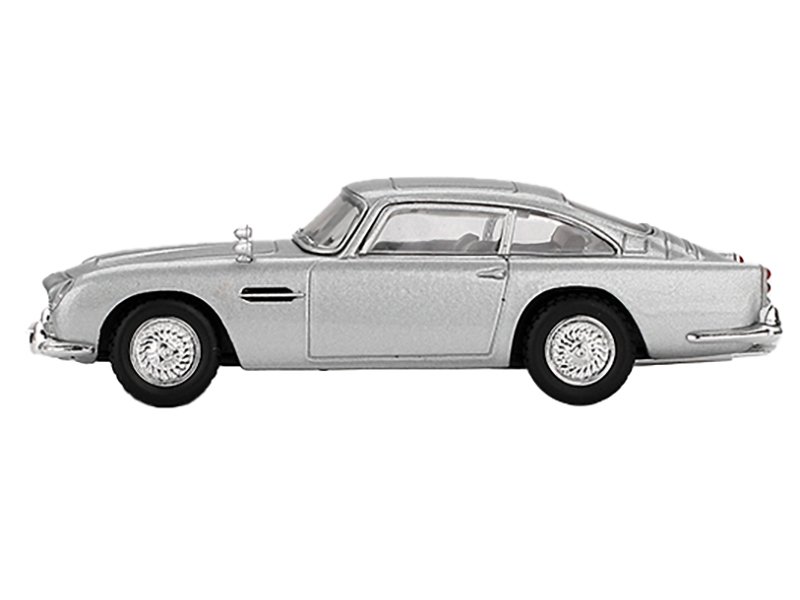 Aston Martin DB5 RHD (Right Hand Drive) Birch Silver Metallic 007 James Bond "Thunderball" (1965) Movie Limited Edition 1/64 Diecast Model Car by Mini GT view 2