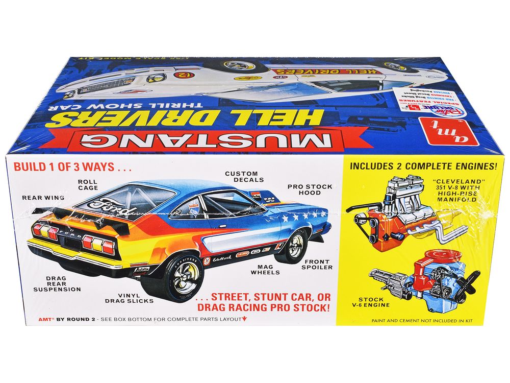 Skill 2 Model Kit 1977 Ford Mustang "Hell Drivers" Thrill Show Car 1/25 Scale Model by AMT view 2