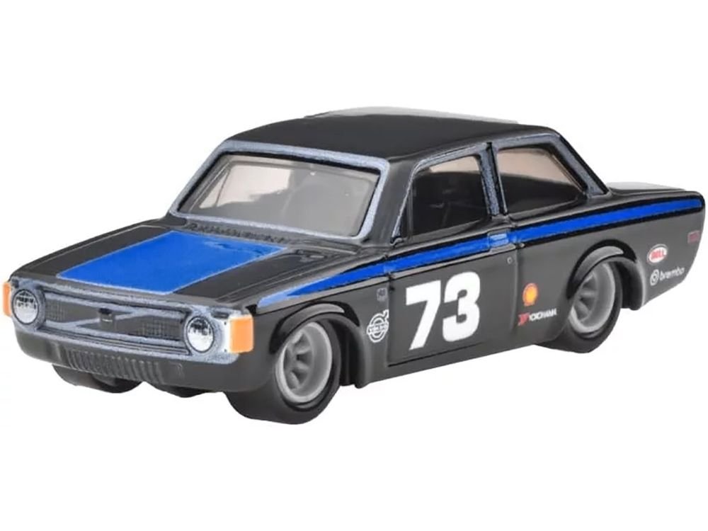 1973 Volvo 142 GL #73 Black with Blue Stripes and Hood "Boulevard" Series Diecast Model Car by Hot Wheels view 2
