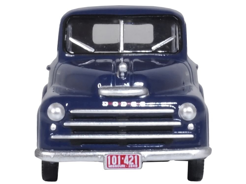 1948 Dodge B-1B Pickup Truck Waterway Blue 1/87 (HO) Scale Diecast Model Car by Oxford Diecast view 3