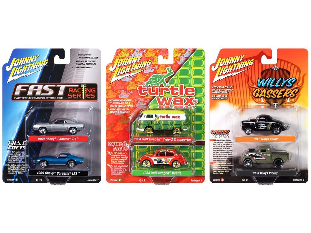 Johnny Lightning "2-Packs" 2024 Release 1 Set B of 6 pieces 1/64 Diecast Model Cars by Johnny Lightning