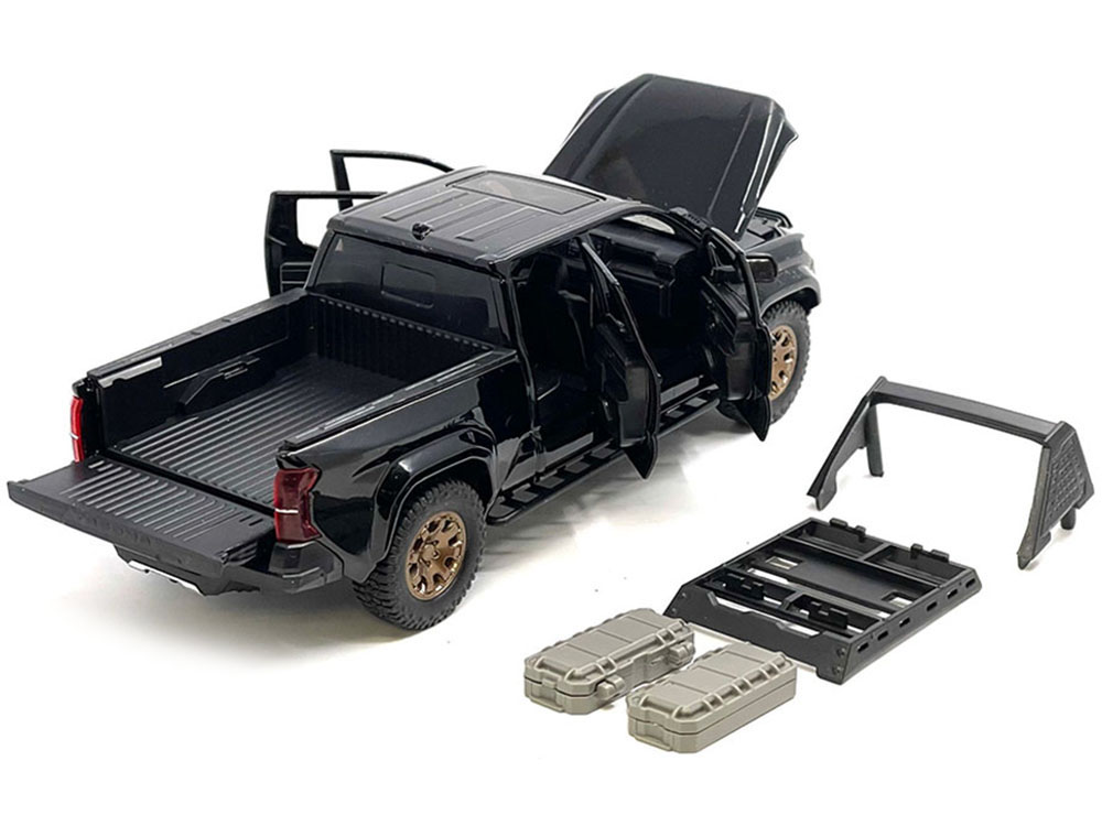2024 Toyota Tacoma Trailhunter Edition Pickup Truck Black 1/24 Diecast Model Car view 3