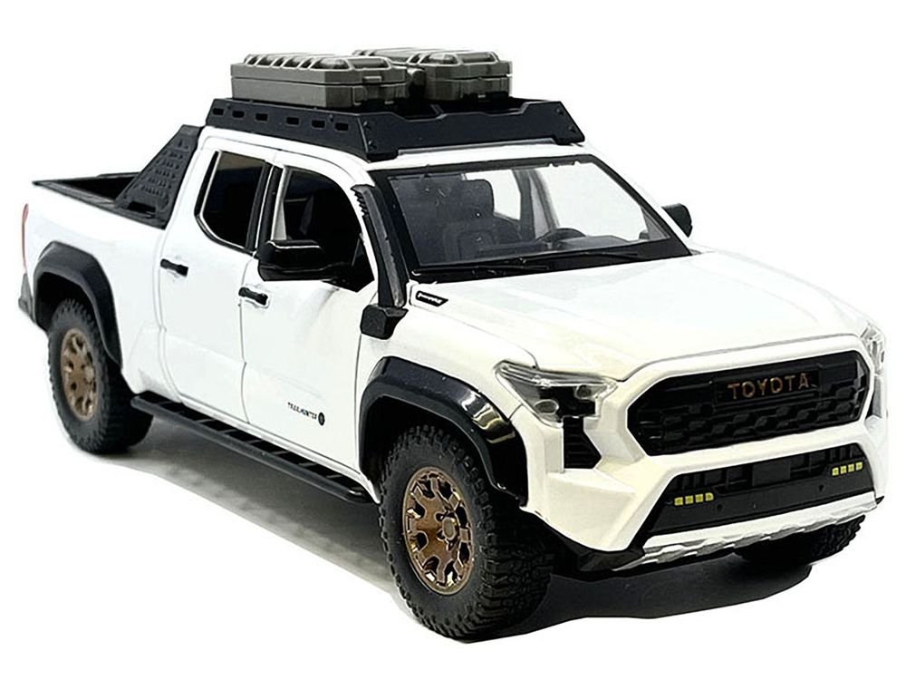 2024 Toyota Tacoma Trailhunter Edition Pickup Truck White Metallic 1/24 Diecast Model Car view 2