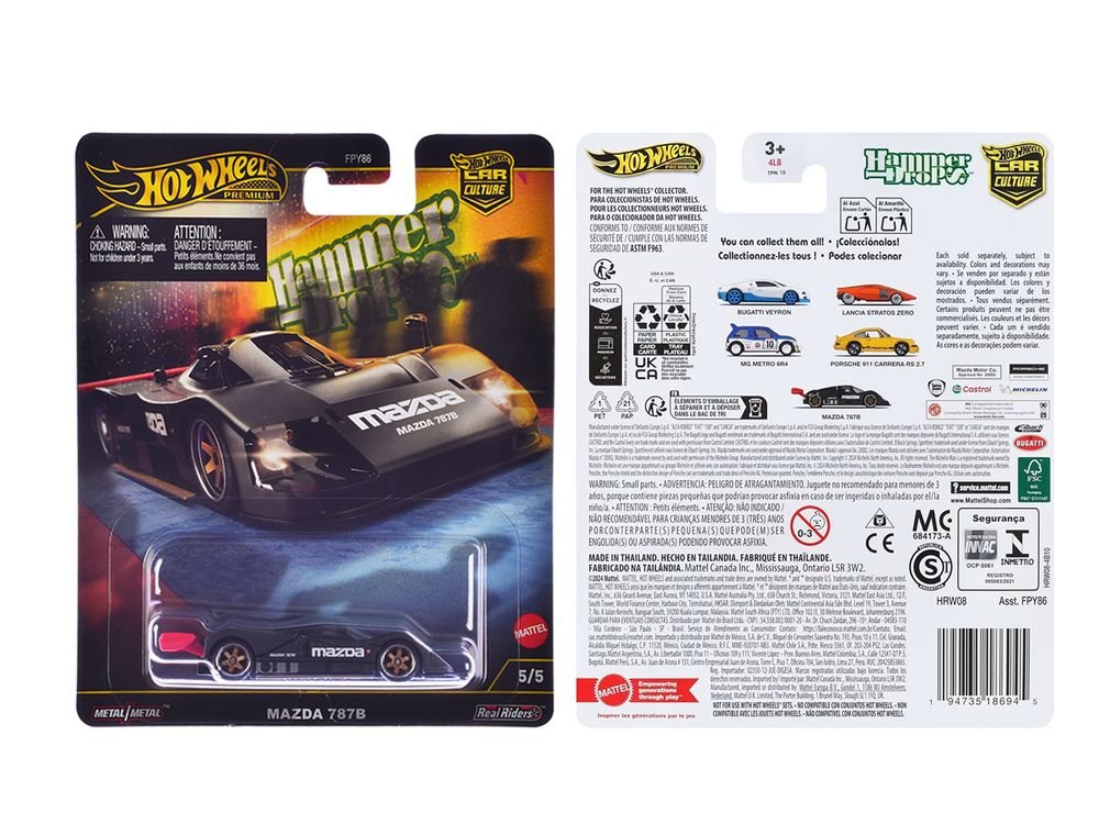Mazda 787B Prototype Race Car Black "Hammer Drop" Series Diecast Model Car by Hot Wheels view 3