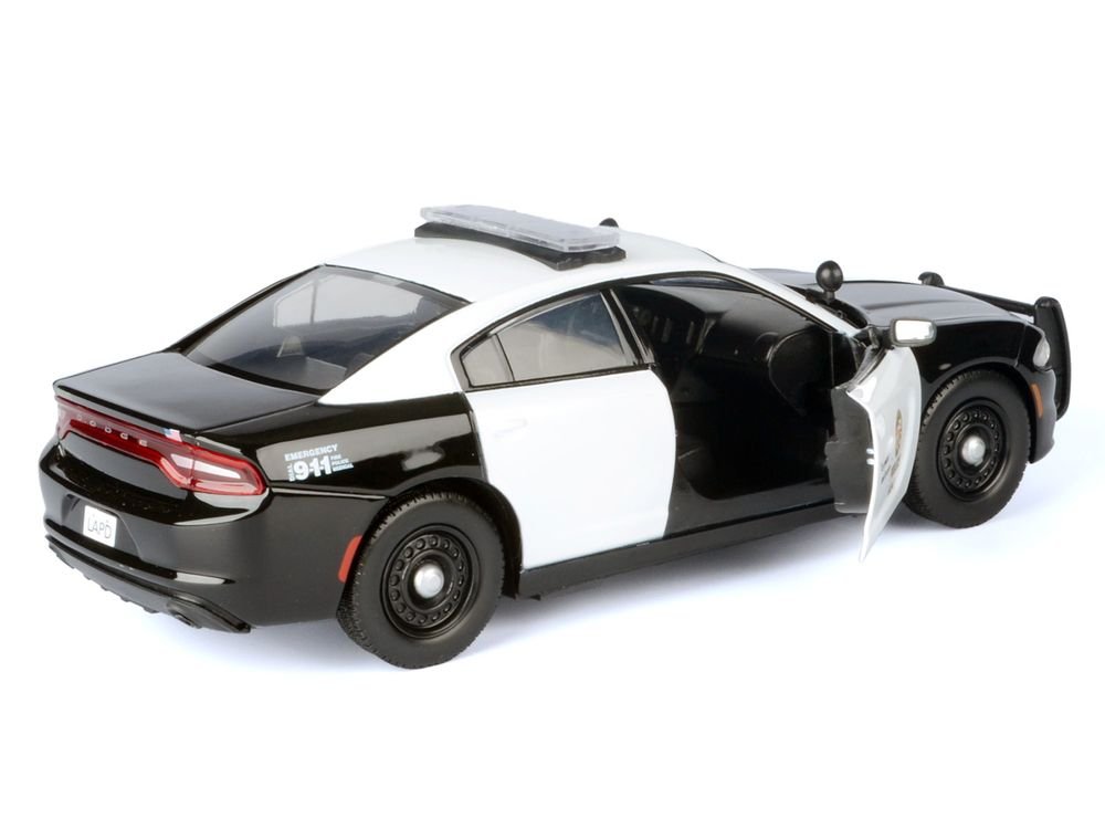 2023 Dodge Charger Pursuit Police Car "LAPD (Los Angeles Police Department)" Black and White "Law Enforcement and Public Service" Series 1/24 Diecast Model Car by Motormax view 4