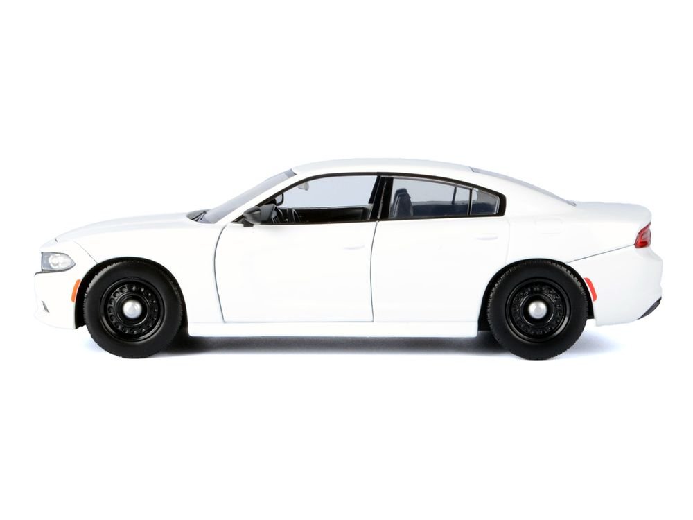 2023 Dodge Charger Pursuit Police Car White "Custom Builder's Kit - Law Enforcement and Public Service" Series 1/24 Diecast Model Car by Motormax view 2