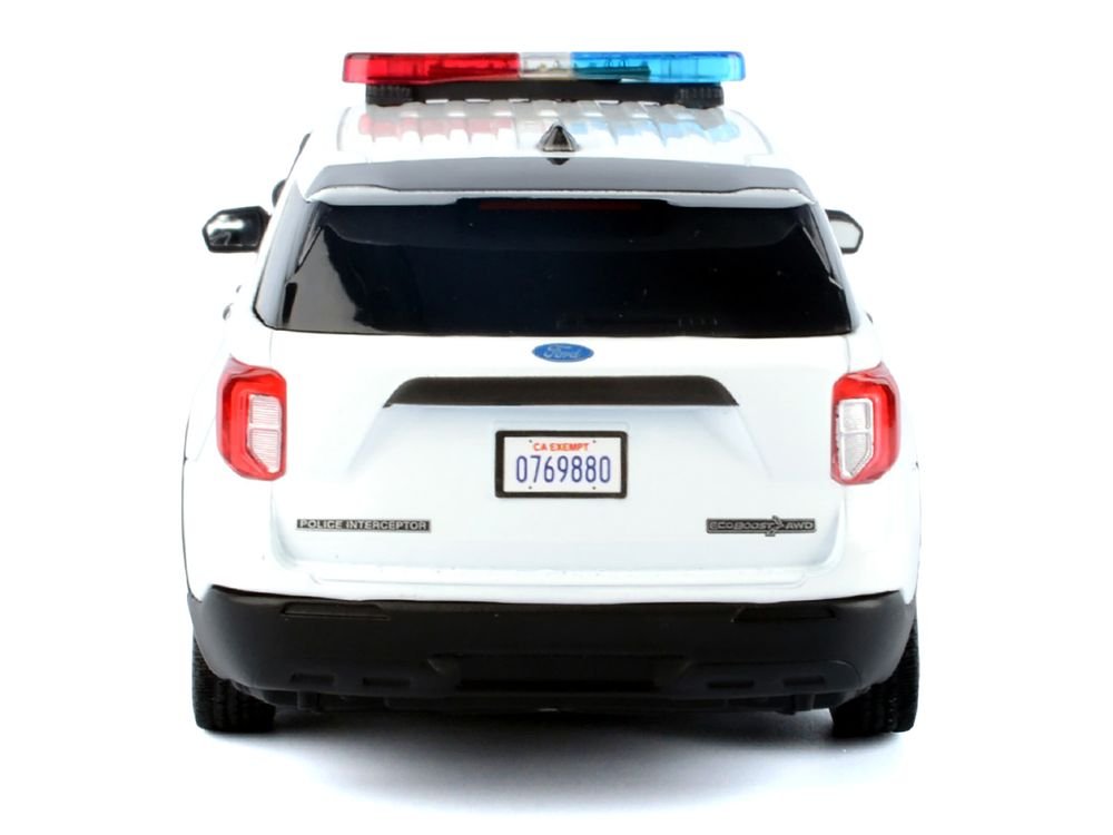 2022 Ford Police Interceptor Utility Plain White "Builder's Kit" with Flashing Light Bar and Front and Rear Lights and Sounds 1/24 Diecast Model Car by Motormax view 3