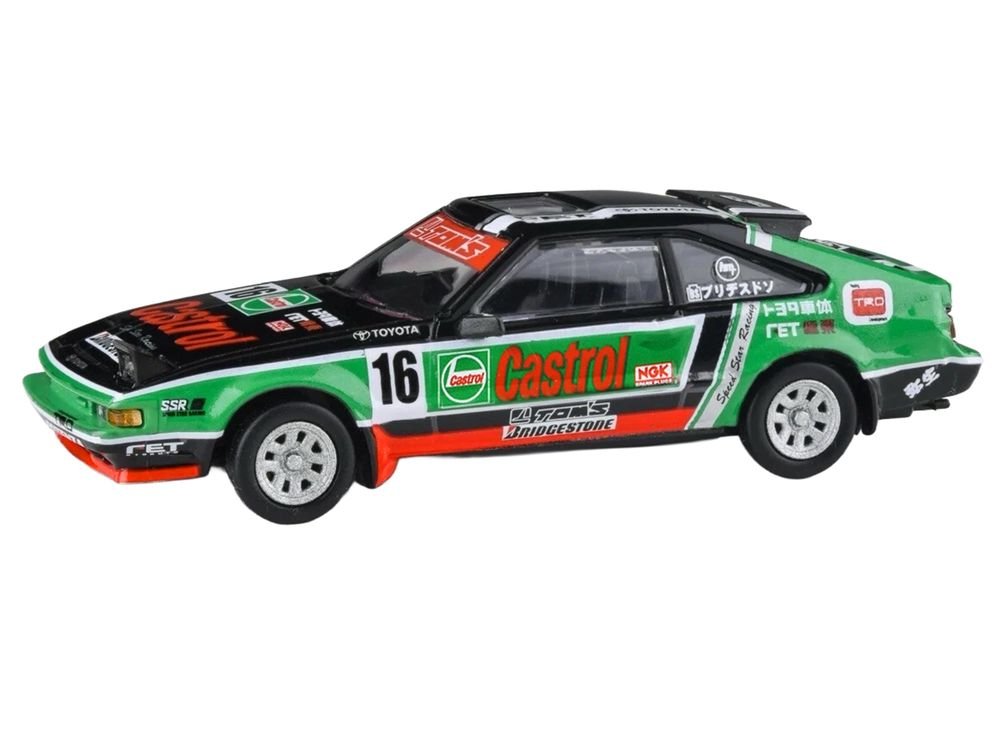 1984 Toyota Celica Supra #16 "Castrol Livery" Black and Green with Graphics 1/64 Diecast Model Car by Paragon Models view 2