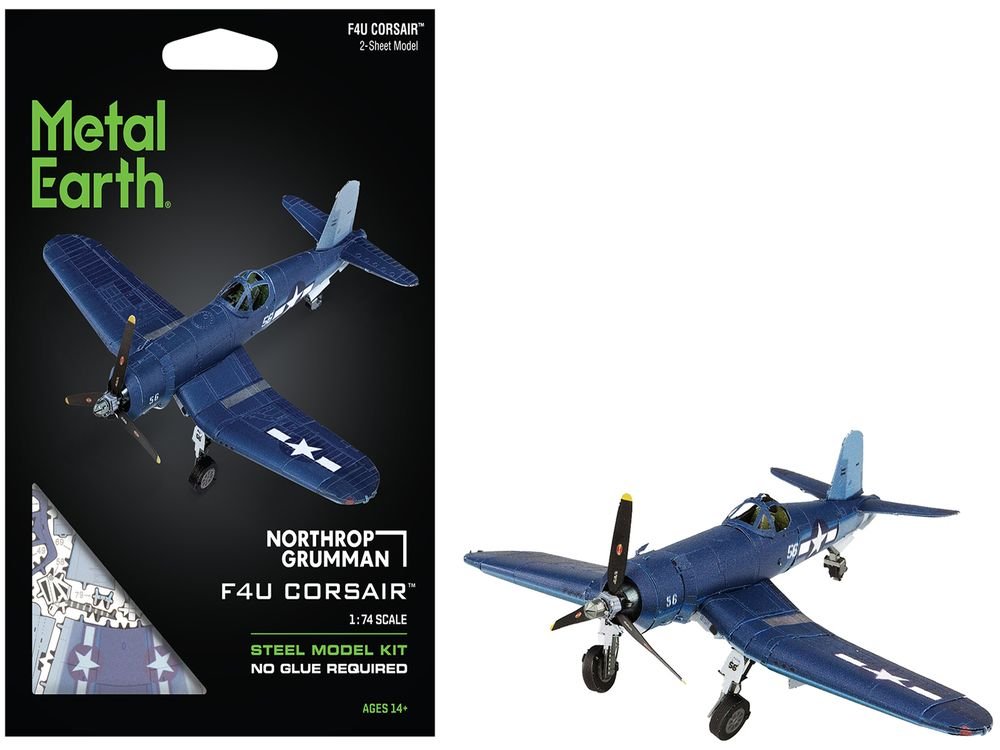 Model Kit Vought F4U Corsair Fighter Aircraft "World War II" United States Navy (Challenging Difficulty) Steel Model by Metal Earth