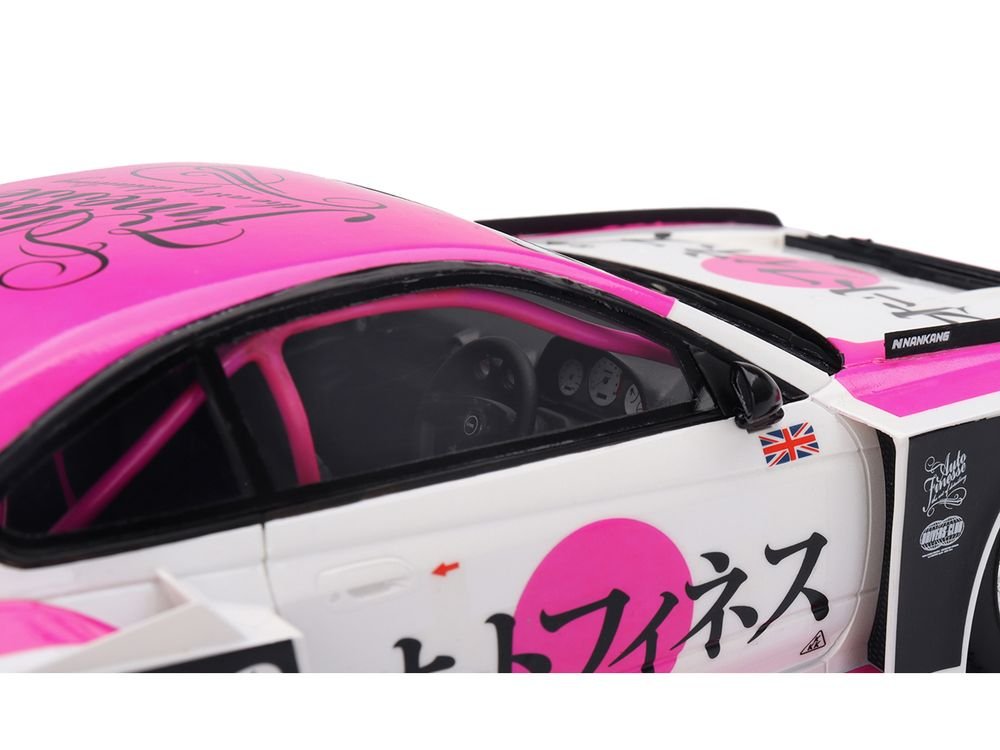 Nissan "LB-Super Silhouette" S15 SILVIA RHD (Right Hand Drive) #99 "Auto Finesse - SEMA 2023" White and Pink 1/18 Model Car by Top Speed view 2