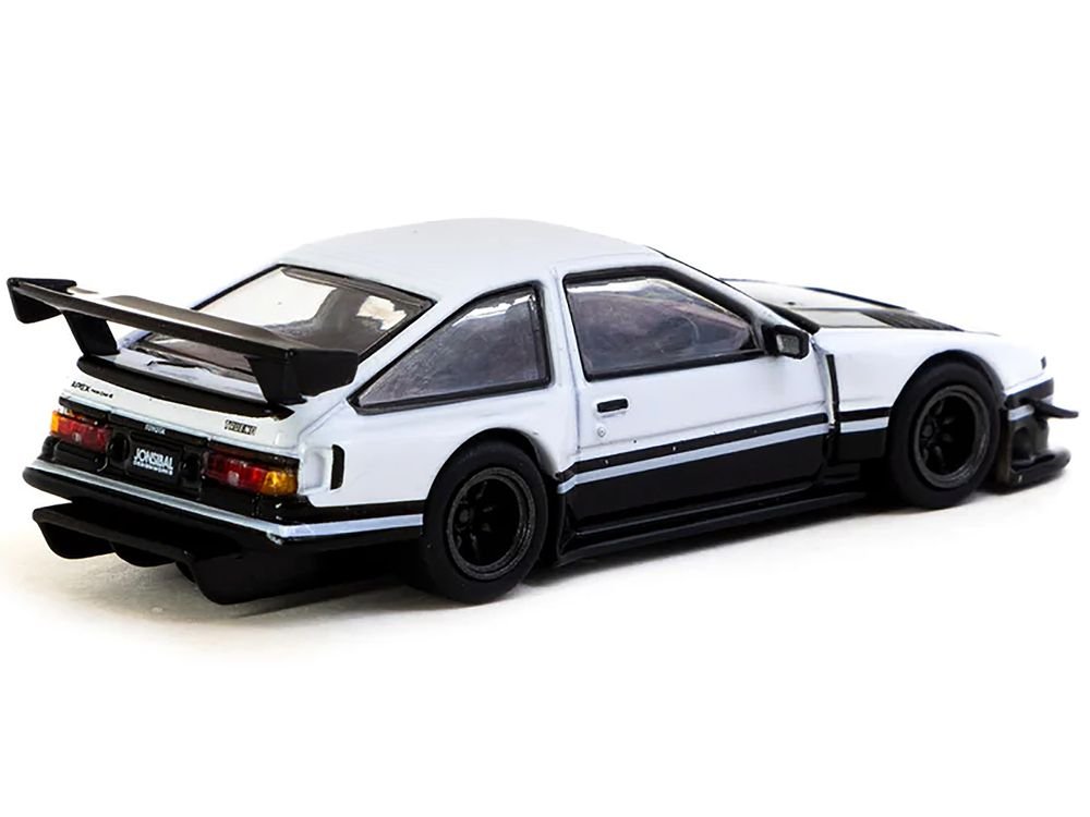 Toyota Sprinter Trueno AE86 Widebody RHD (Right Hand Drive) White and Black with Tarmac Cards "Global64" Series 1/64 Diecast Model by Tarmac Works view 2
