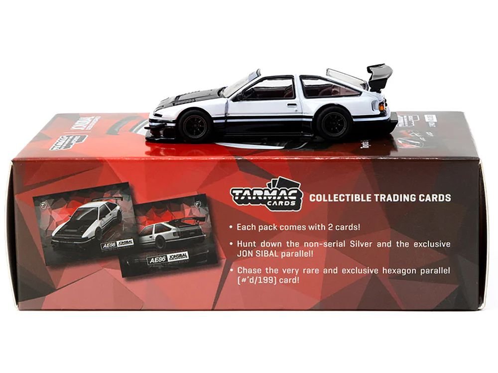 Toyota Sprinter Trueno AE86 Widebody RHD (Right Hand Drive) White and Black with Tarmac Cards "Global64" Series 1/64 Diecast Model by Tarmac Works view 3