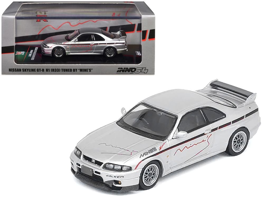Nissan Skyline GT-R N1 (R33) RHD (Right Hand Drive) "Tuned by Mine's" Silver 1/64 Diecast Model Car by Inno Models