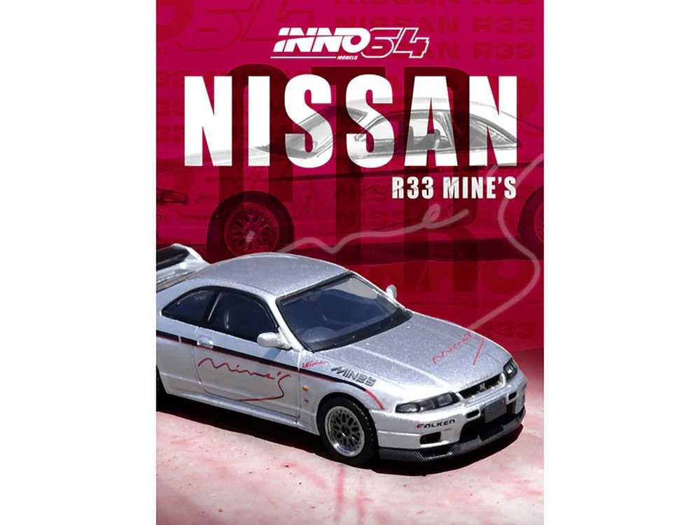 Nissan Skyline GT-R N1 (R33) RHD (Right Hand Drive) "Tuned by Mine's" Silver 1/64 Diecast Model Car by Inno Models view 3