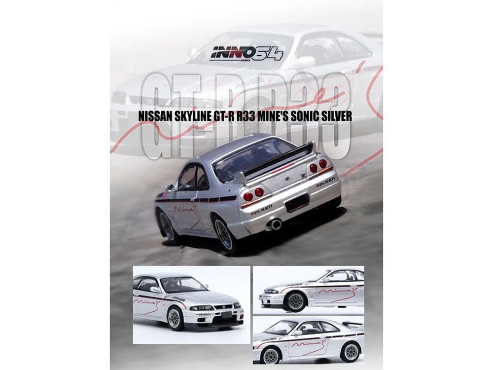 Nissan Skyline GT-R N1 (R33) RHD (Right Hand Drive) "Tuned by Mine's" Silver 1/64 Diecast Model Car by Inno Models view 4