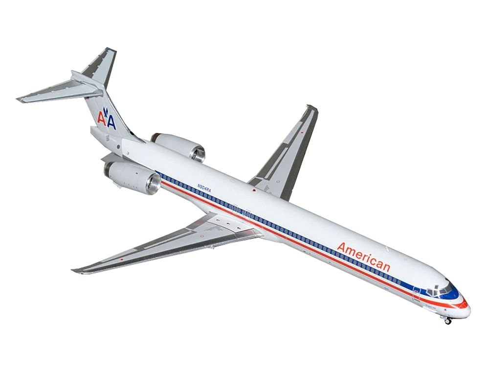 McDonnell Douglas MD-90 Commercial Aircraft "American Airlines" (N904RA) White with Red and Blue Stripes "Gemini 200" Series 1/200 Diecast Model Airplane by GeminiJets view 2