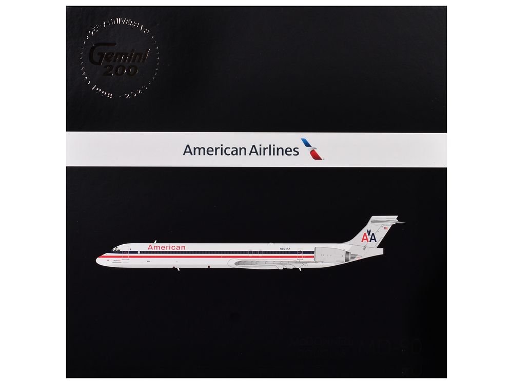 McDonnell Douglas MD-90 Commercial Aircraft "American Airlines" (N904RA) White with Red and Blue Stripes "Gemini 200" Series 1/200 Diecast Model Airplane by GeminiJets view 3
