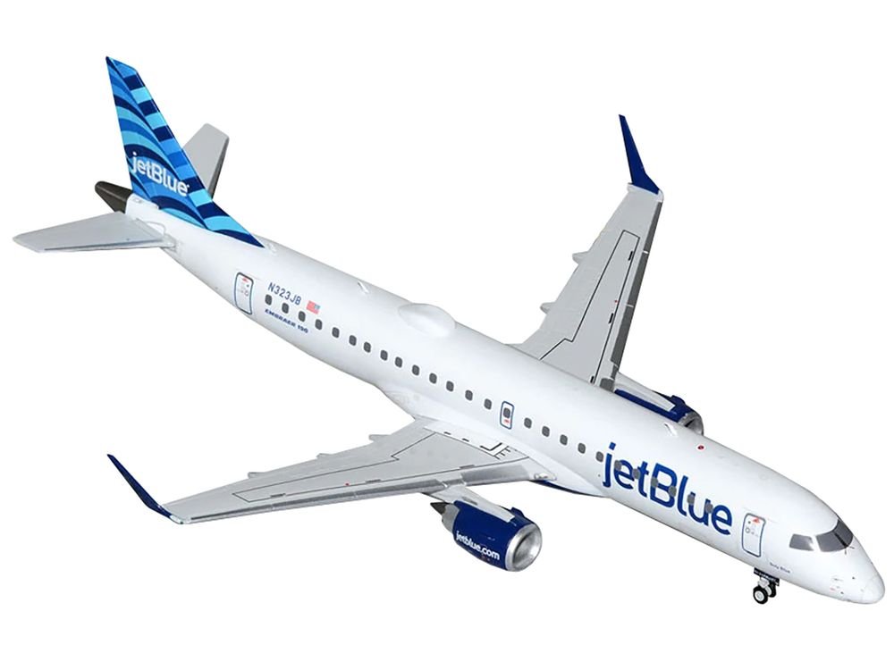 Embraer ERJ-190 Commercial Aircraft "JetBlue Airways" (N323JB) White with Blue Striped Tail "Gemini 200" Series 1/200 Diecast Model Airplane by GeminiJets view 2