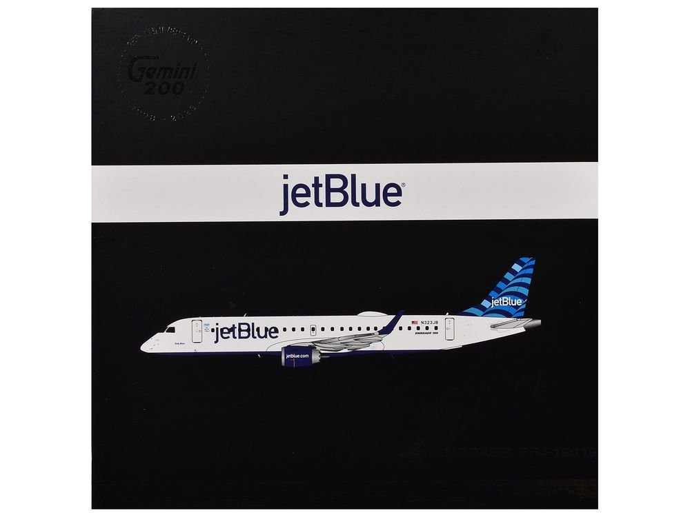 Embraer ERJ-190 Commercial Aircraft "JetBlue Airways" (N323JB) White with Blue Striped Tail "Gemini 200" Series 1/200 Diecast Model Airplane by GeminiJets view 3