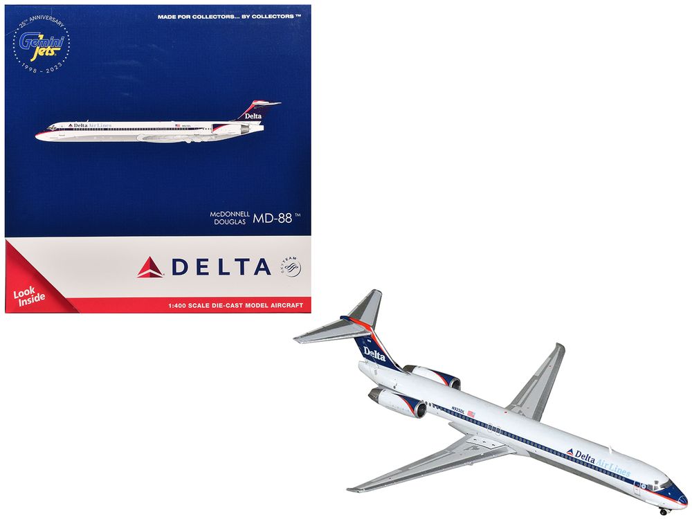 McDonnell Douglas MD-88 Commercial Aircraft "Delta Air Lines" (N925DL) White with Blue and Red Graphics 1/400 Diecast Model Airplane by GeminiJets