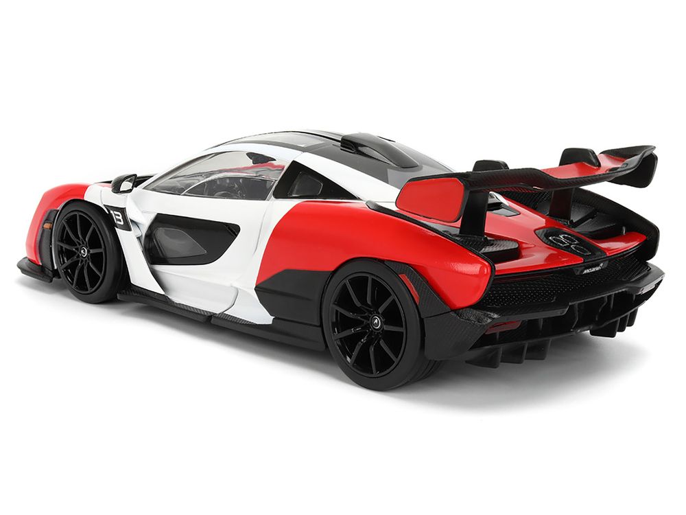 McLaren Senna Red and White with Carbon Hood and Top "HyperSpec" Series 1/24 Diecast Model Car by Jada view 4