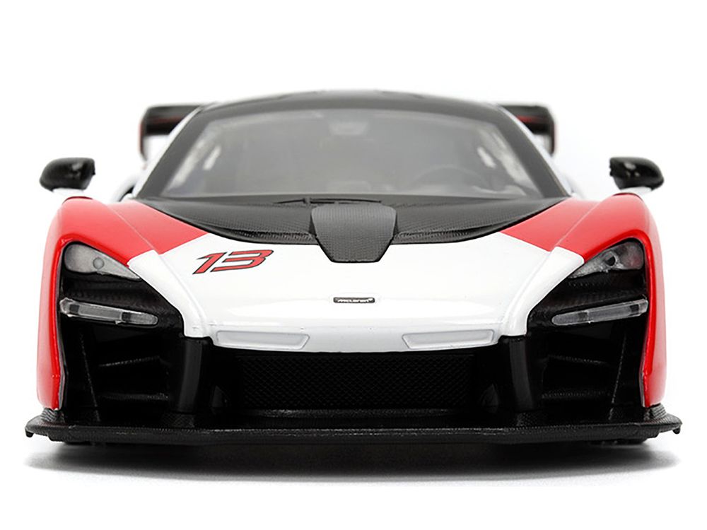 McLaren Senna Red and White with Carbon Hood and Top "HyperSpec" Series 1/24 Diecast Model Car by Jada view 5
