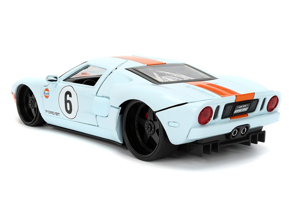 2005 Ford GT #6 "Gulf Oil" Light Blue with Orange Stripes "Hyper-Spec" Series 1/24 Diecast Model Car by Jada view 5