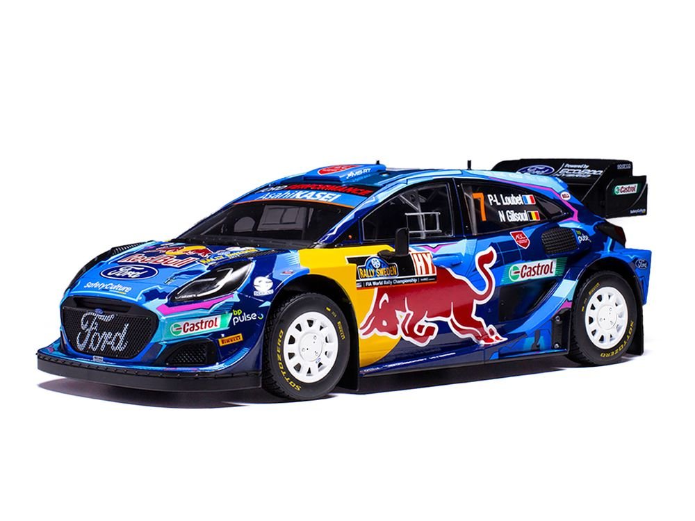 Ford Puma Rally1 #7 Pierre-Louis Loubet - Nicolas Gilsoul "Rally Sweden" (2023) 1/18 Diecast Model Car by IXO Models view 2