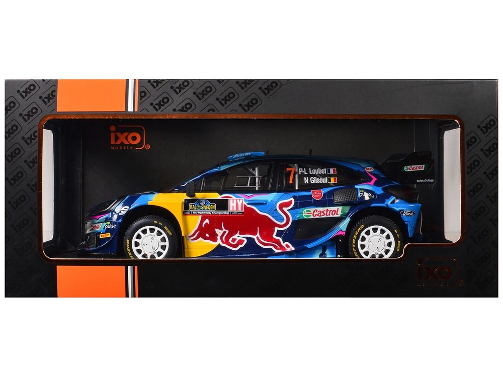 Ford Puma Rally1 #7 Pierre-Louis Loubet - Nicolas Gilsoul "Rally Sweden" (2023) 1/18 Diecast Model Car by IXO Models view 3