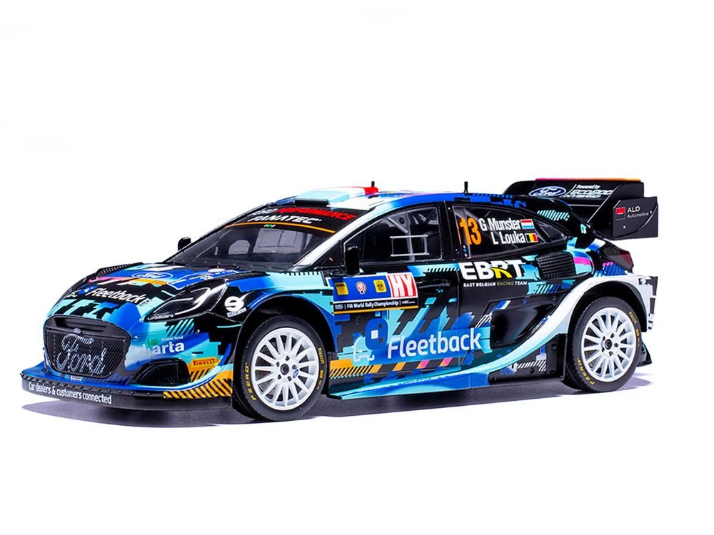 Ford Puma Rally1 #13 Gregoire Munster - Louis Louka "Central European Rally" (2023) 1/18 Diecast Model Car by IXO Models view 2