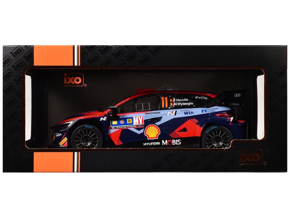 Hyundai i20 N Rally1 #11 Thierry Neuville - Martijn Wydaeghe Winner "Central European Rally" (2023) 1/18 Diecast Model Car by IXO Models view 3