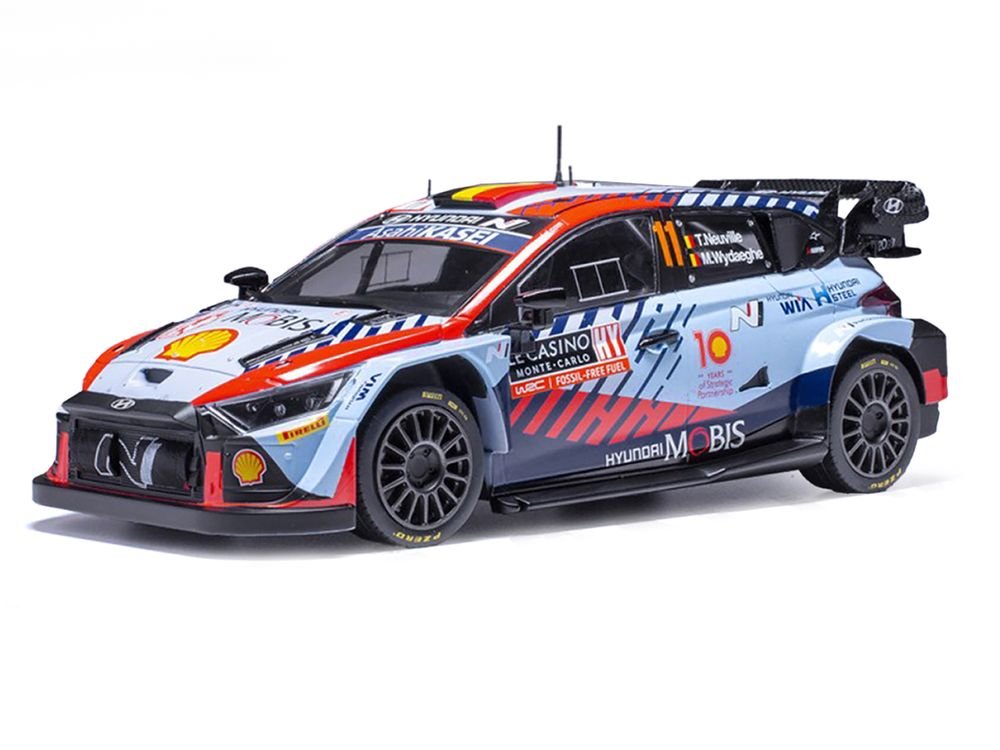 Hyundai i20 N Rally1 #11 Thierry Neuville - Martijn Wydaeghe Winner "Rallye Monte-Carlo" (2024) 1/18 Diecast Model Car by IXO Models view 3