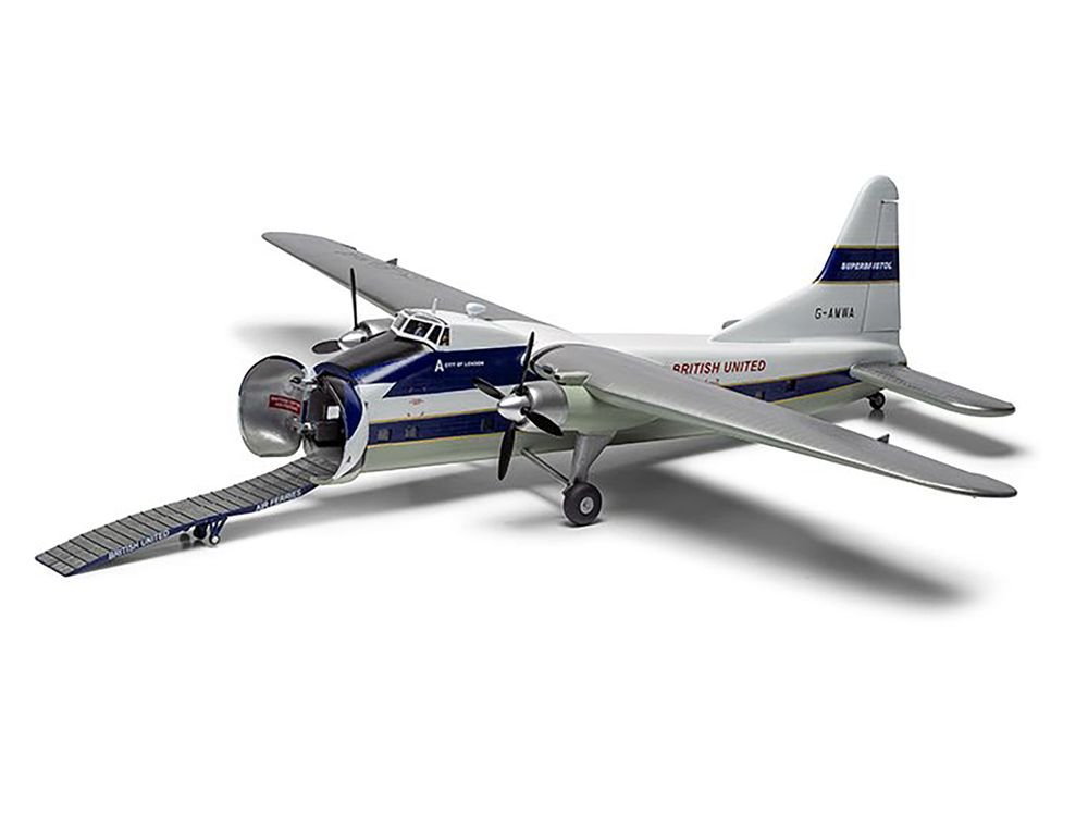 Level 2 Model Kit Bristol Superfreighter Freighter Aircraft "British United Air Ferries (BUAF)" 1/72 Plastic Model Kit by Airfix view 4