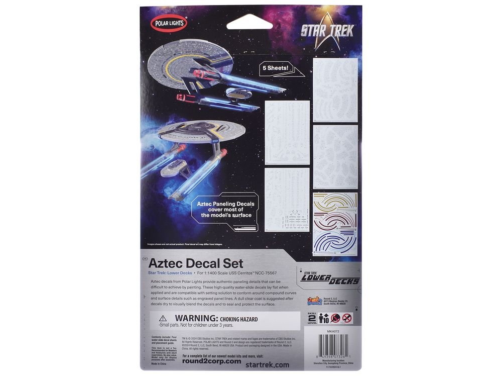 USS Cerritos NCC-75567 Aztec Decal Set "Star Trek: Lower Decks" (2020-2024) TV Series 1/1400 Scale by Polar Lights view 2