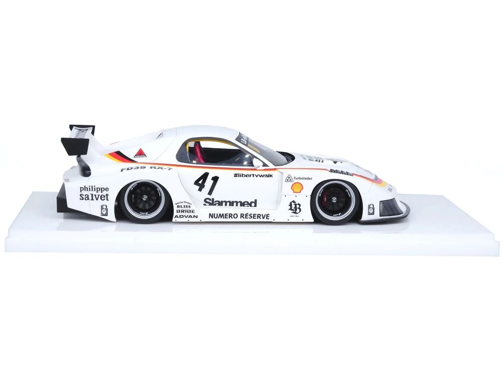 Mazda RX7 (FD3S) LB-Super Silhouette RHD (Right Hand Drive) #41 White with Stripes and Graphics 1/18 Model Car by Inno Models view 2
