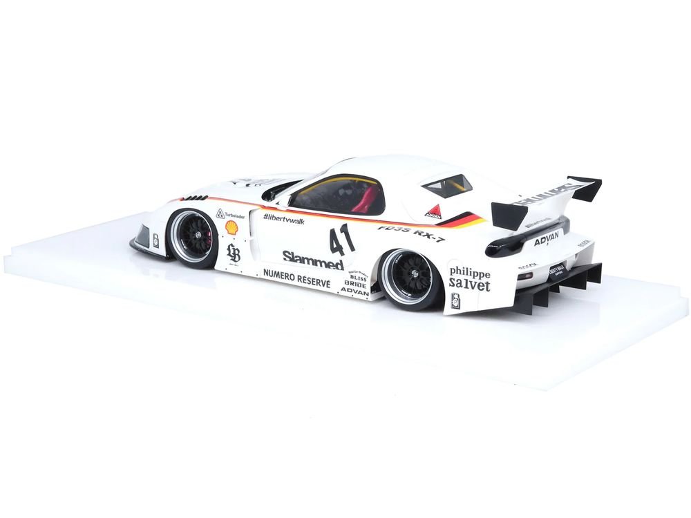 Mazda RX7 (FD3S) LB-Super Silhouette RHD (Right Hand Drive) #41 White with Stripes and Graphics 1/18 Model Car by Inno Models view 3