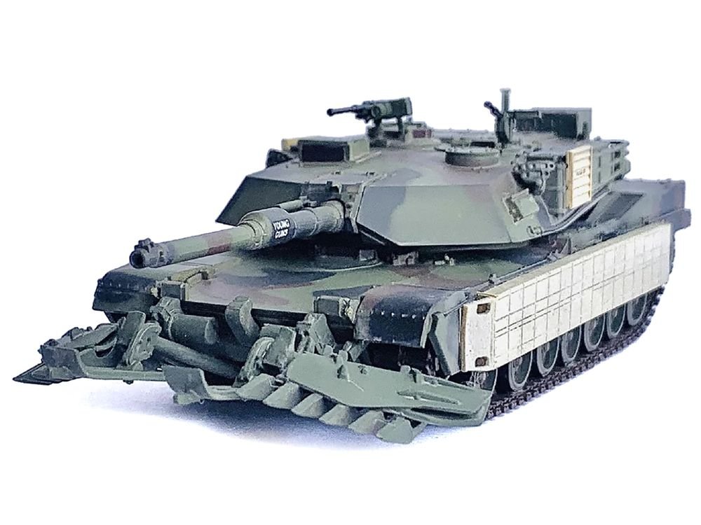 United States M1A1 AIM TUSK (Tank Urban Survival Kit) with Mine Plow (Travel Mode) "United States Marine Corps 8th Tank Battalion II MED Iraq" (2003) Green Camouflage "NEO Dragon Armor" Series 1/72 Plastic Model by Dragon Models view 2