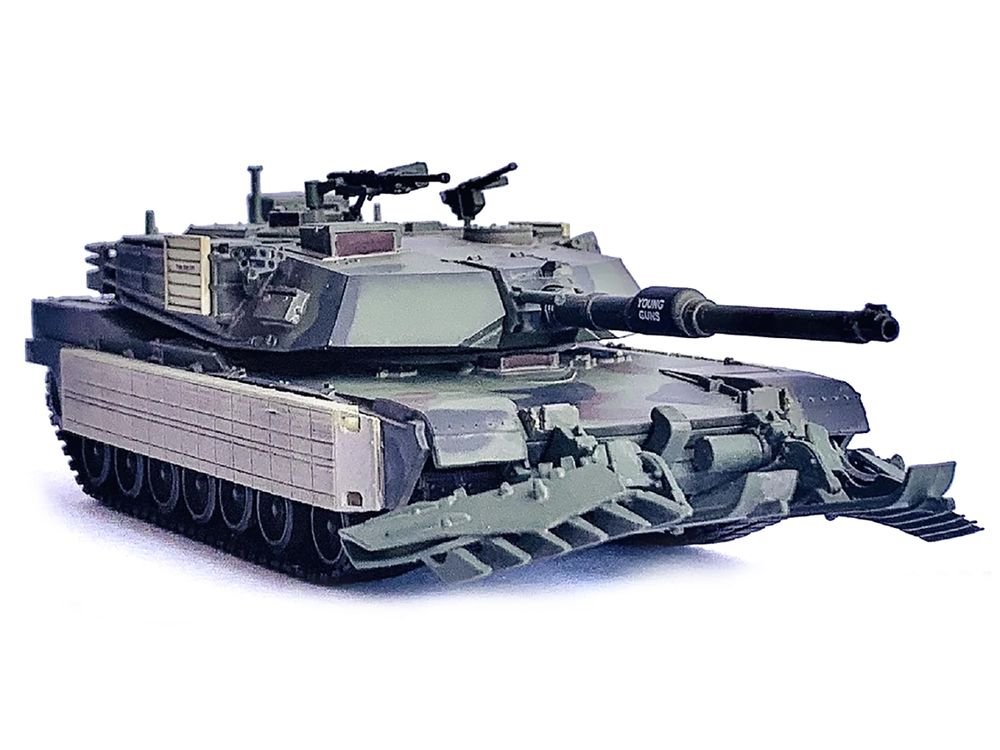 United States M1A1 AIM TUSK (Tank Urban Survival Kit) with Mine Plow (Travel Mode) "United States Marine Corps 8th Tank Battalion II MED Iraq" (2003) Green Camouflage "NEO Dragon Armor" Series 1/72 Plastic Model by Dragon Models view 3