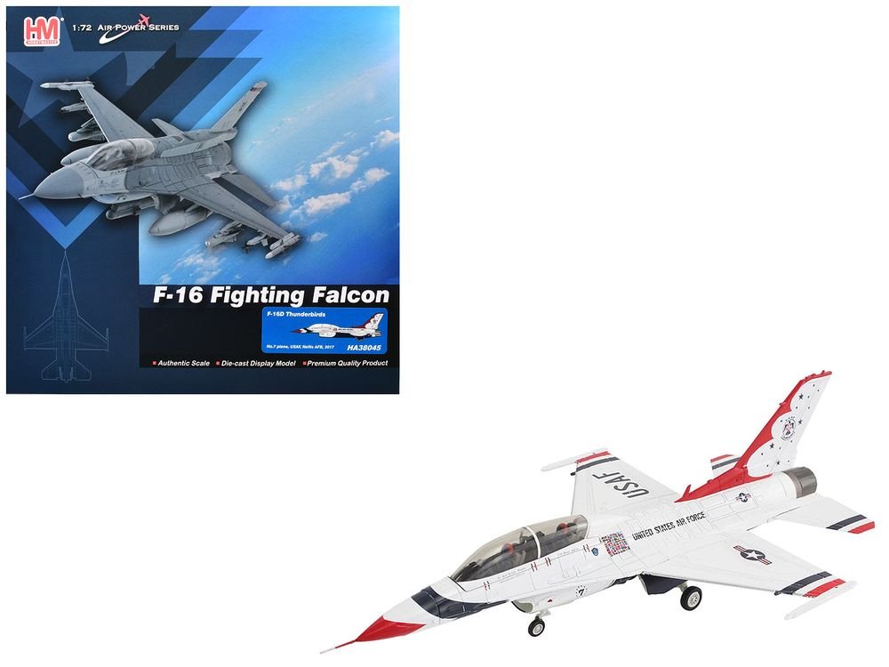 Lockheed F-16D Fighting Falcon Fighter Aircraft "No.7 Thunderbirds Nellis Air Force Base" (2017) United States Air Force "Air Power Series" 1/72 Diecast Model by Hobby Master