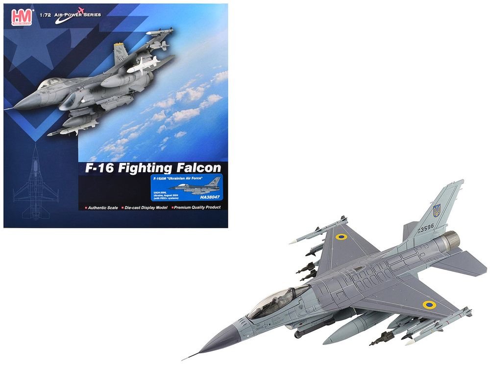 Lockheed F-16AM Fighting Falcon Fighter Aircraft "UA24-3596 Pylon Integrated Dispenser System Plus" (2024) Ukrainian Air Force "Air Power Series" 1/72 Diecast Model by Hobby Master