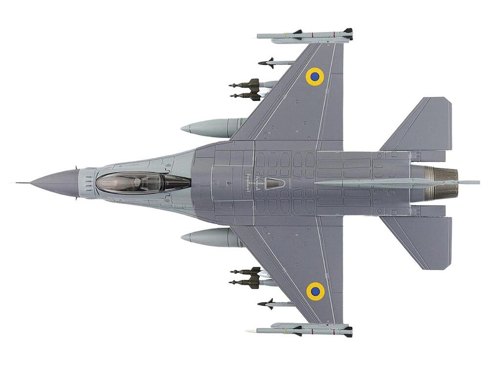 Lockheed F-16AM Fighting Falcon Fighter Aircraft "UA24-3596 Pylon Integrated Dispenser System Plus" (2024) Ukrainian Air Force "Air Power Series" 1/72 Diecast Model by Hobby Master view 3