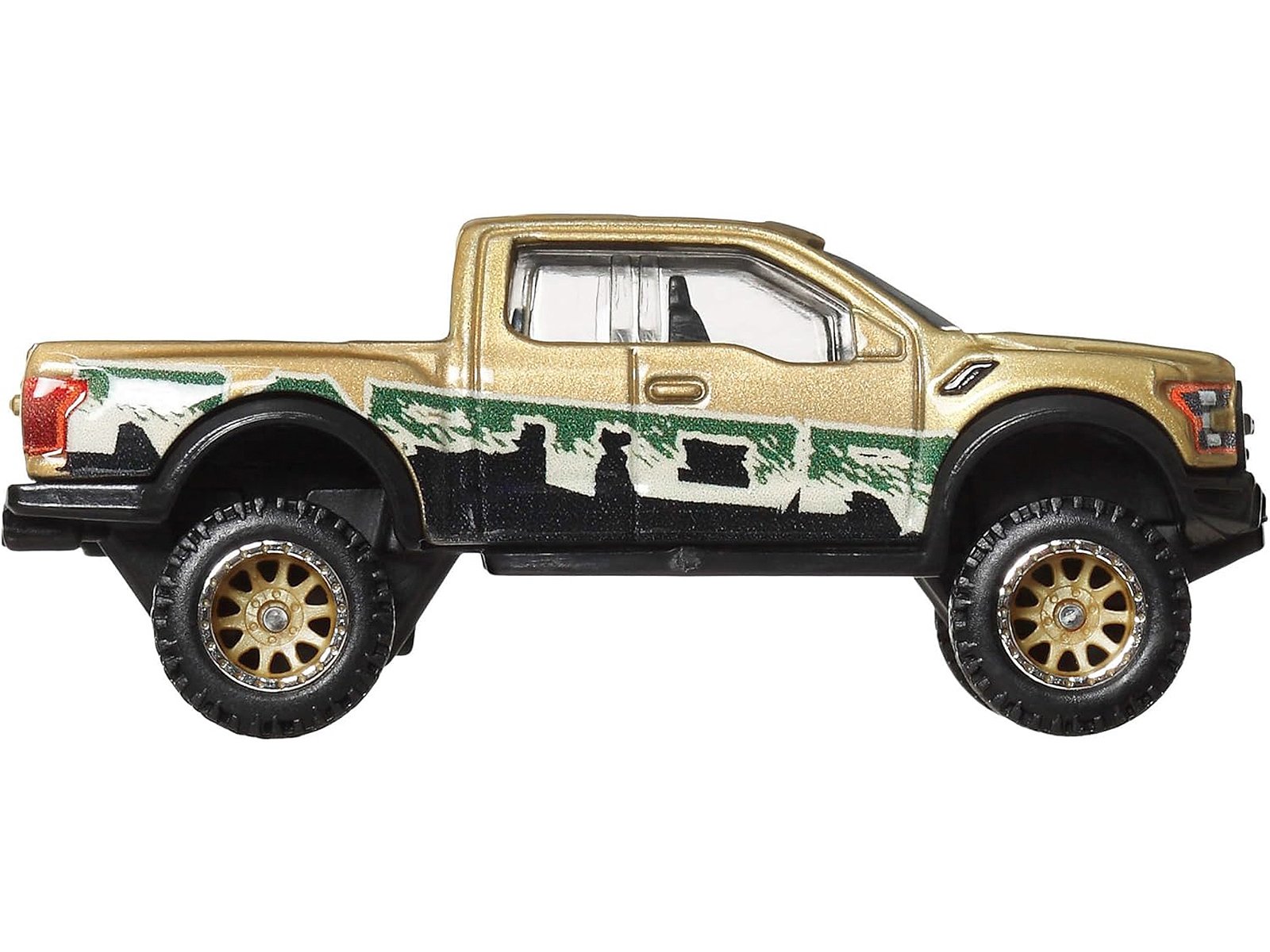 2017 Ford F-150 Raptor Pickup Truck Gold Metallic with Graphics "HW Off Road" Series Diecast Model Car by Hot Wheels view 2
