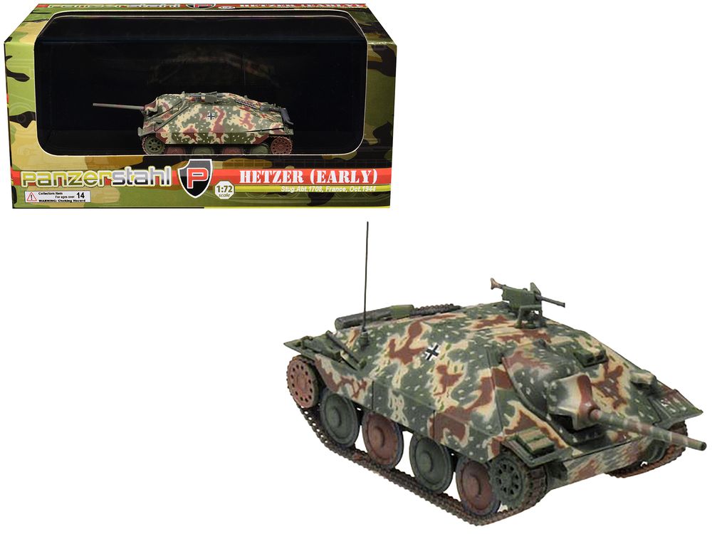 Hetzer (Early) Tank Destroyer "StuG.Abt 1708 France" (1944) German Army 1/72 Diecast Model by Panzerstahl