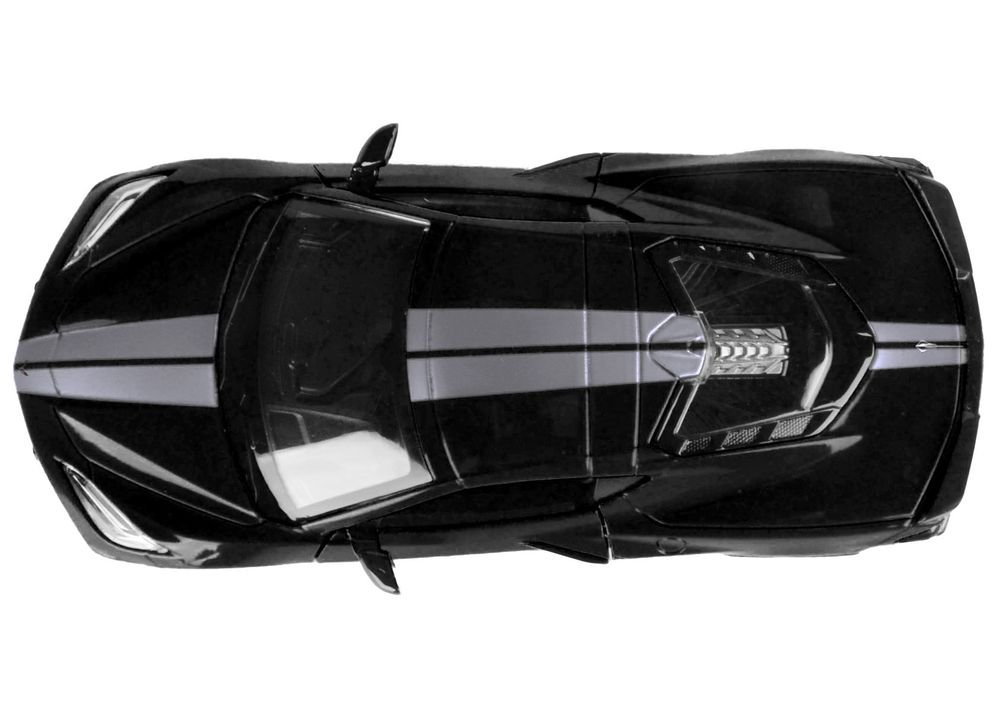 2020 Chevrolet Corvette C8 Stingray Black with Silver Stripes "Timeless Legends" Series 1/24 Diecast Model Car by Motormax view 3