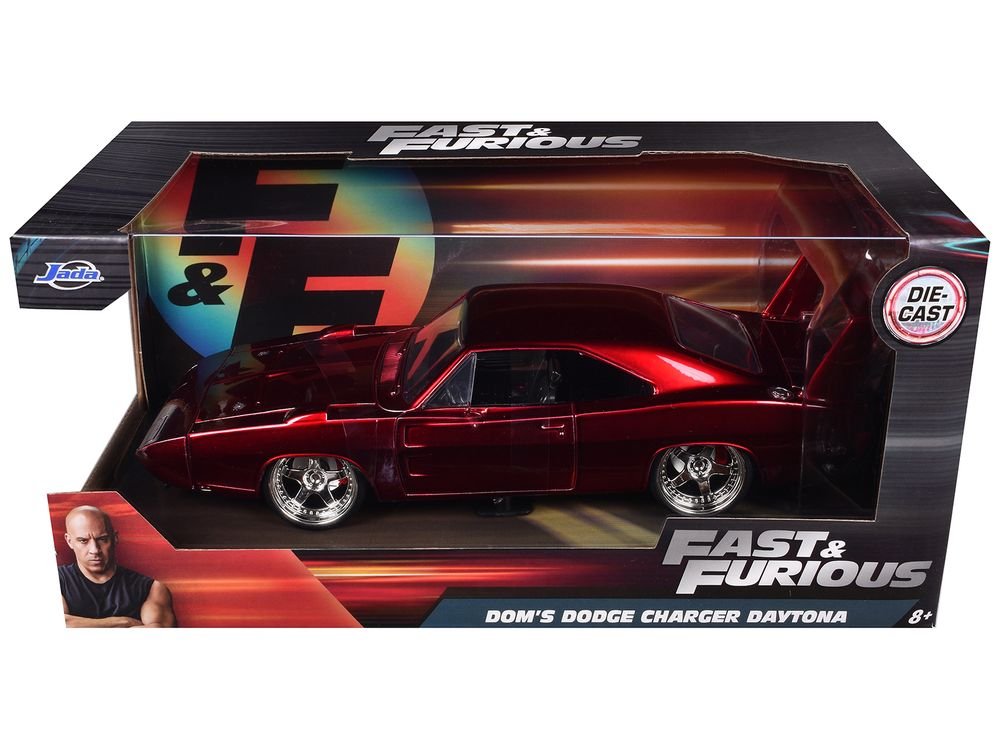 1969 Dodge Charger Daytona Red "Fast & Furious 7" (2015) Movie 1/24 Diecast Model Car by Jada view 3