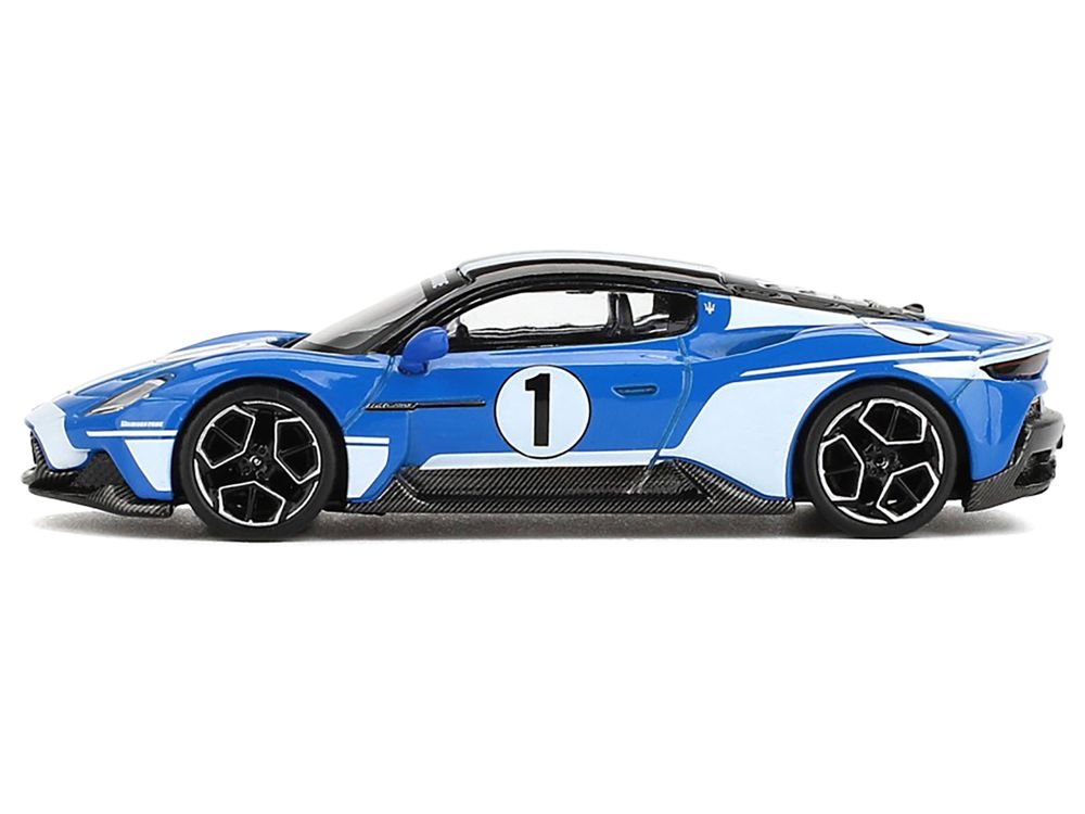 Maserati MC20 #1 Blue with White Stripes and Black Top "Maserati Performance Experience" 1/64 Diecast Model Car by BBR view 2