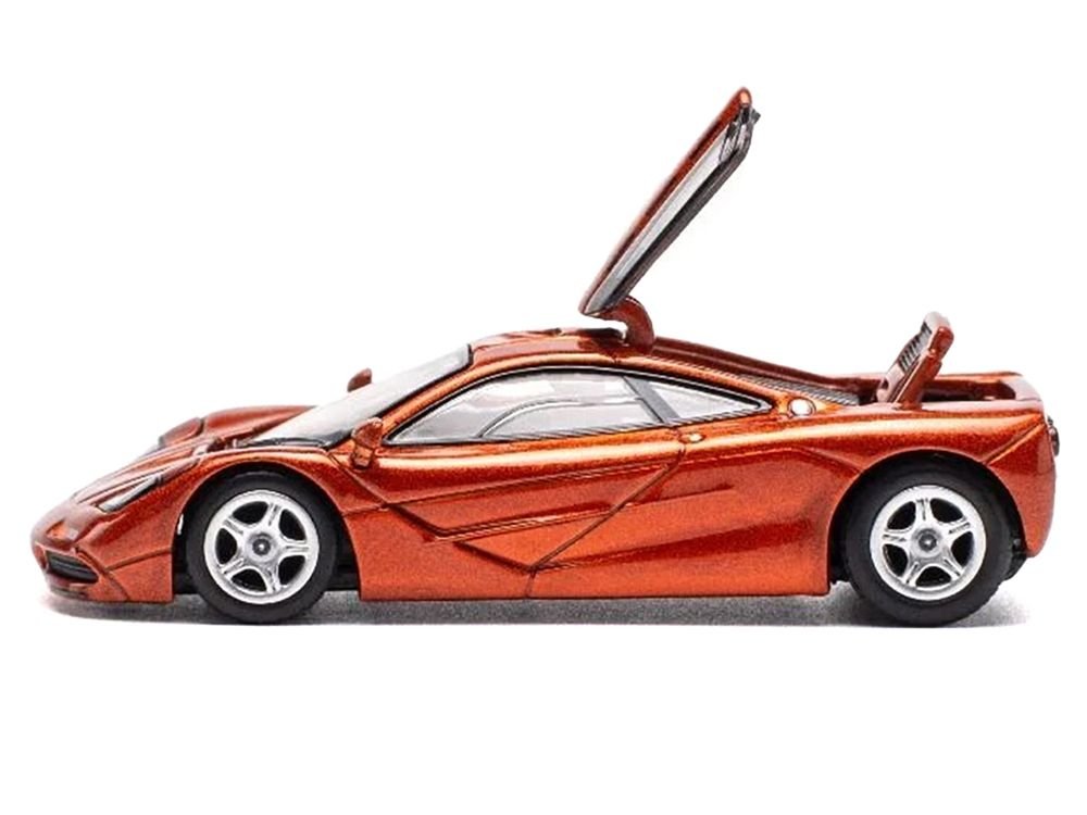 McLaren F1 Orange Metallic 1/64 Diecast Model Car by Pop Race view 2
