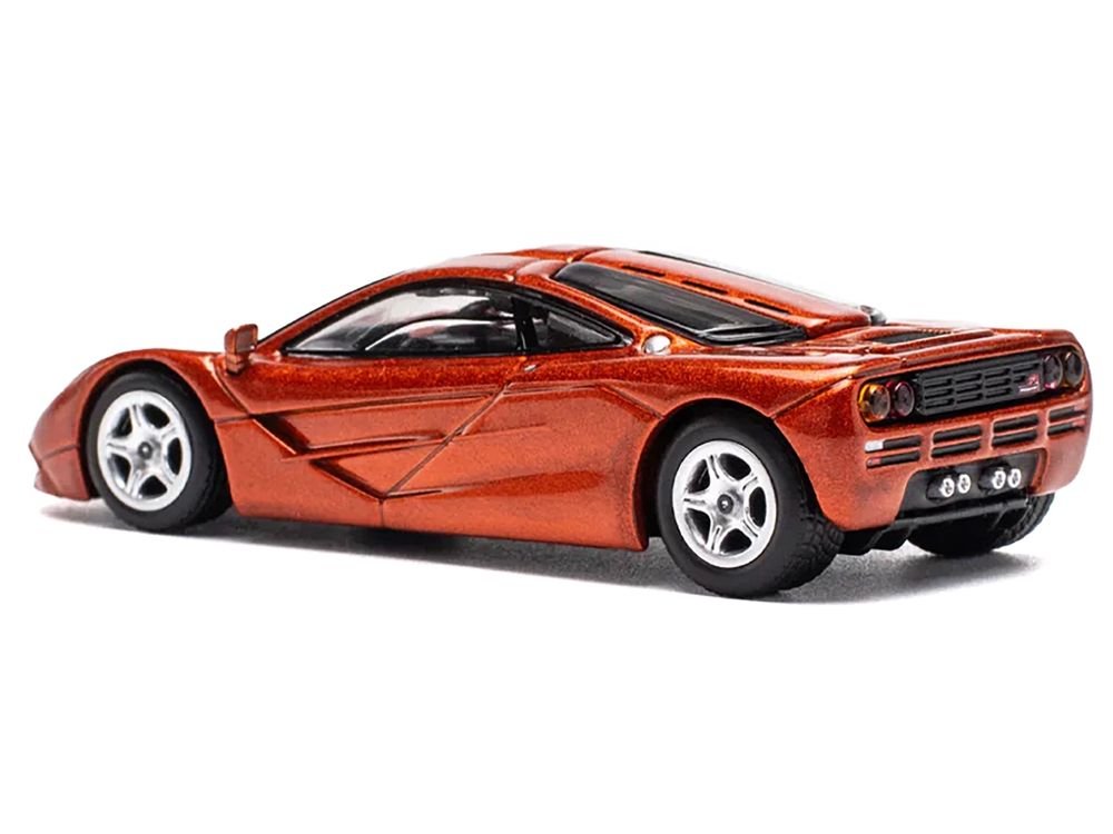 McLaren F1 Orange Metallic 1/64 Diecast Model Car by Pop Race view 3